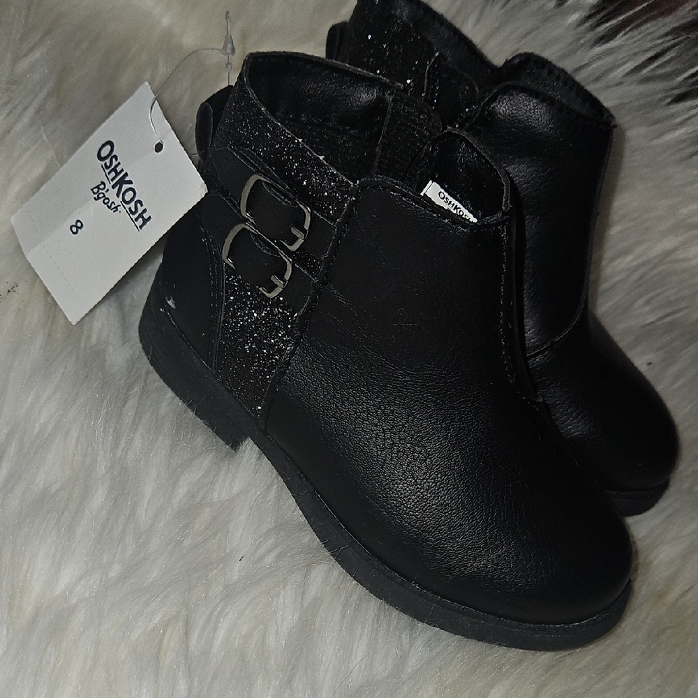 OshKosh B'gosh Black Ankle Boots with Chunky Heel